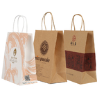 Printed Brown Kraft Paper Lunch Bags Packaging With Flat Paper Handle Supplier