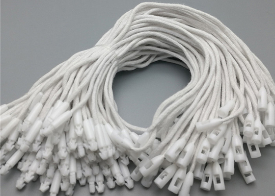 White Plastic Clohting Tag String Black Stock Hang Tag With Bullet Clasp Manufacturer