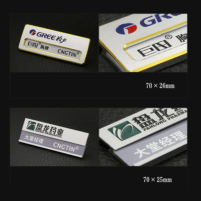 Custom Engraved Name Tags Magnetic With Logo Color Filling Reusable Metal Name Badges