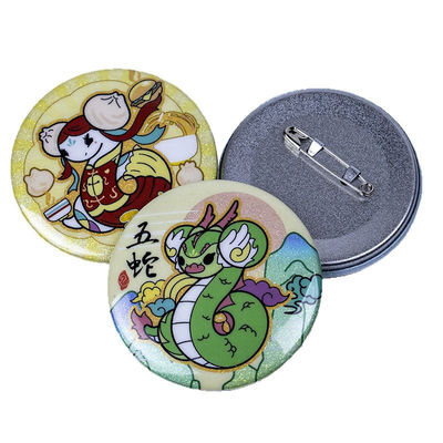 Custom Round Tinplate Pin Badges with Safety Back – Promotional Metal Button Badges