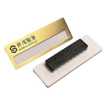 Custom Stainless Steel Name Badge With Logo And Replaceable Insert Premium Name Tag