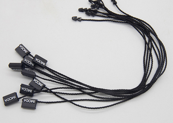 سعر جيد شعار مخصص أبيض احباط علامات بلاستيكية سوداء علامات Hangtags البلاستيكية الصغيرة سلسلة نهاية واحدة الانترنت